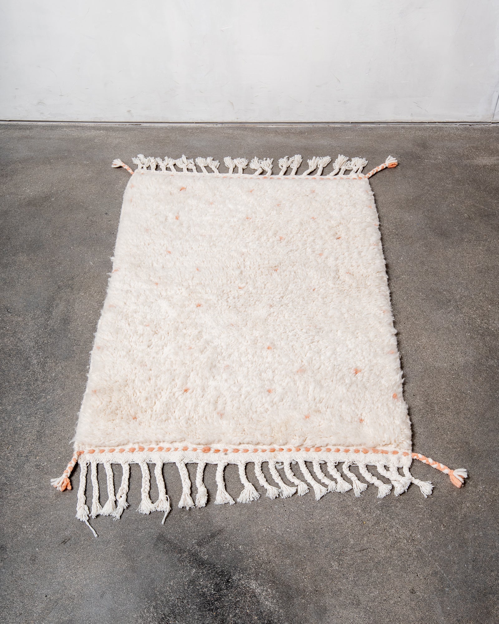 Modern, designer, handcrafted Berber rug from Morocco. Beniourain carpet with beautiful colours and patterns and fluffy wool texture.
